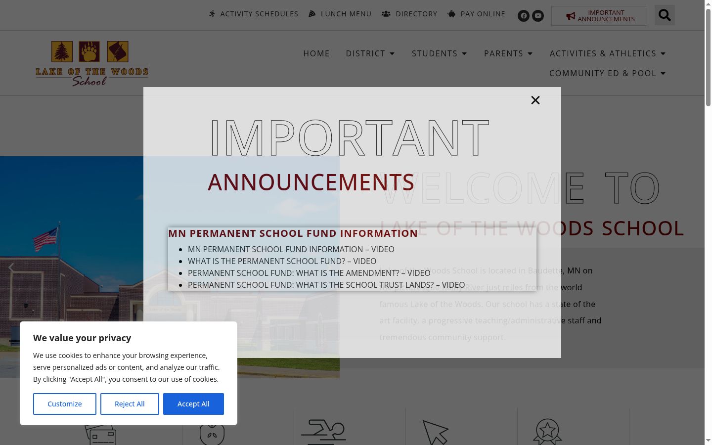 Screenshot van de toestemmingsbanner zoals getoond vóór enige interactie