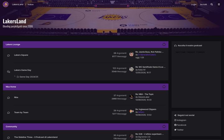 Screenshot of lakerslanditalia.com