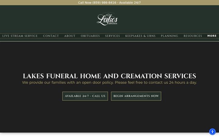 Screenshot of lakesfuneralhome.com