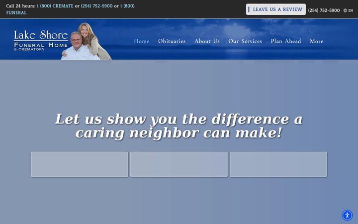 Screenshot of lakeshorefuneralhome.com