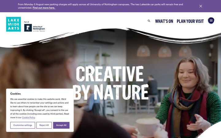 Screenshot of lakesidearts.org.uk