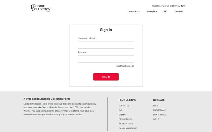 Screenshot ta' lakesideperks.com