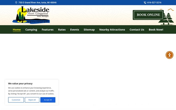 Screenshot of lakesideresortcampground.com