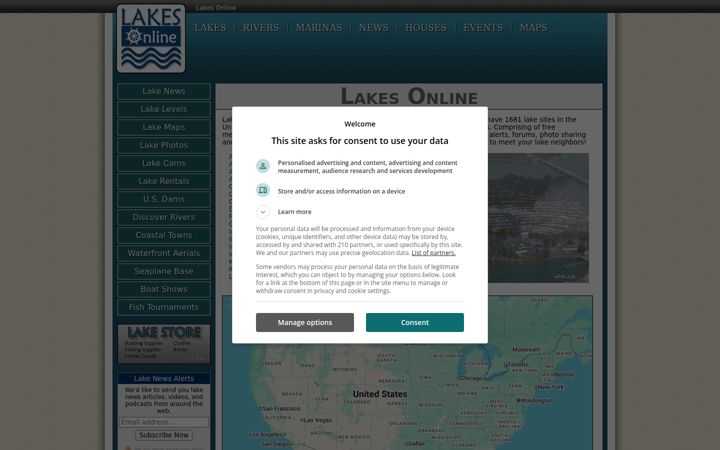 Screenshot of lakesonline.com