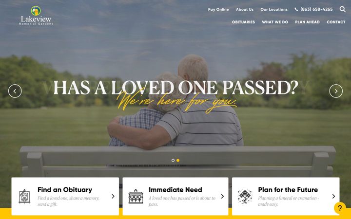 Screenshot of lakeviewmemorialgardens.com
