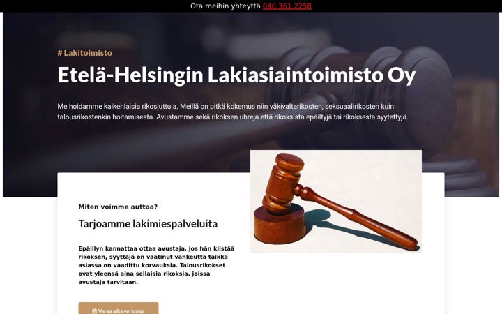 Screenshot of lakiasiaintoimistohelsinki.eu
