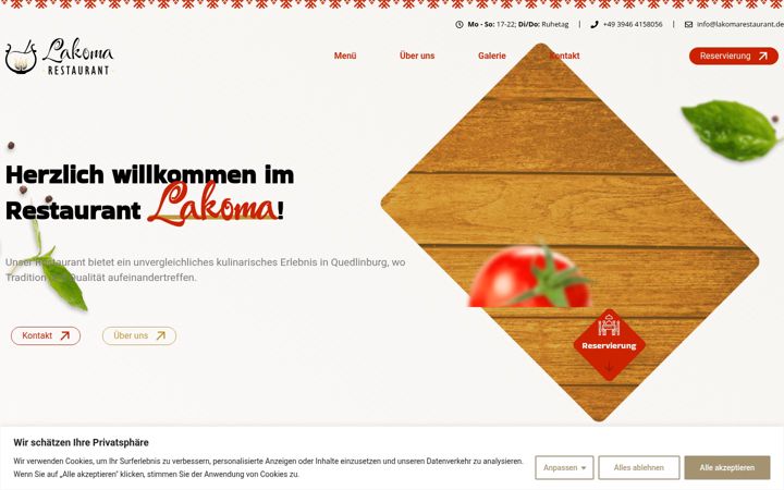 Screenshot of lakomarestaurant.de