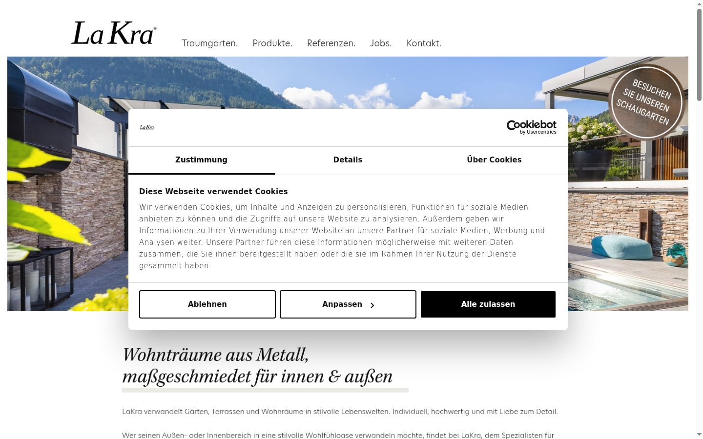 Screenshot des Einwilligungsbanners vor jeglicher Interaktion