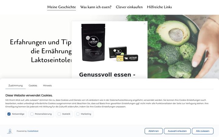 Screenshot of laktosefreie-produkte.info