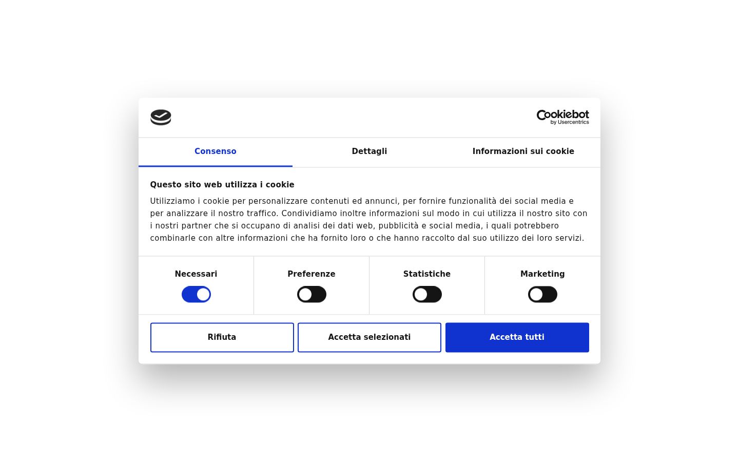 Screenshot van de toestemmingsbanner zoals getoond vóór enige interactie