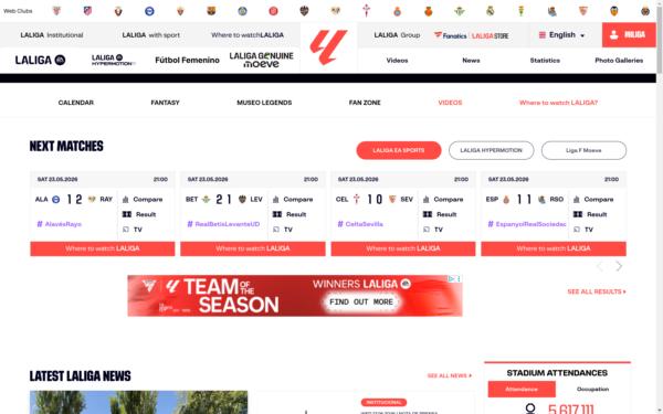 Screenshot of laliga.com