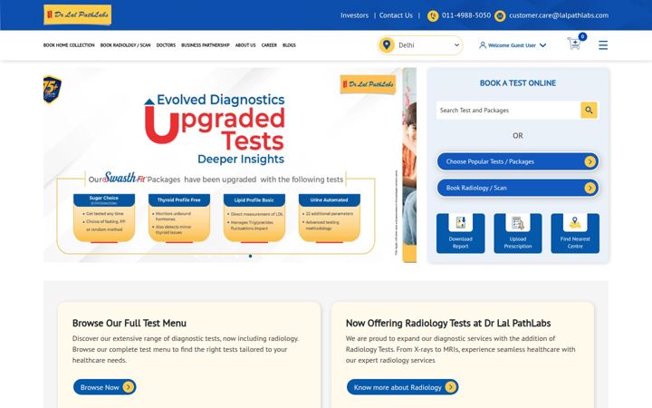 Screenshot of lalpathlabs.com