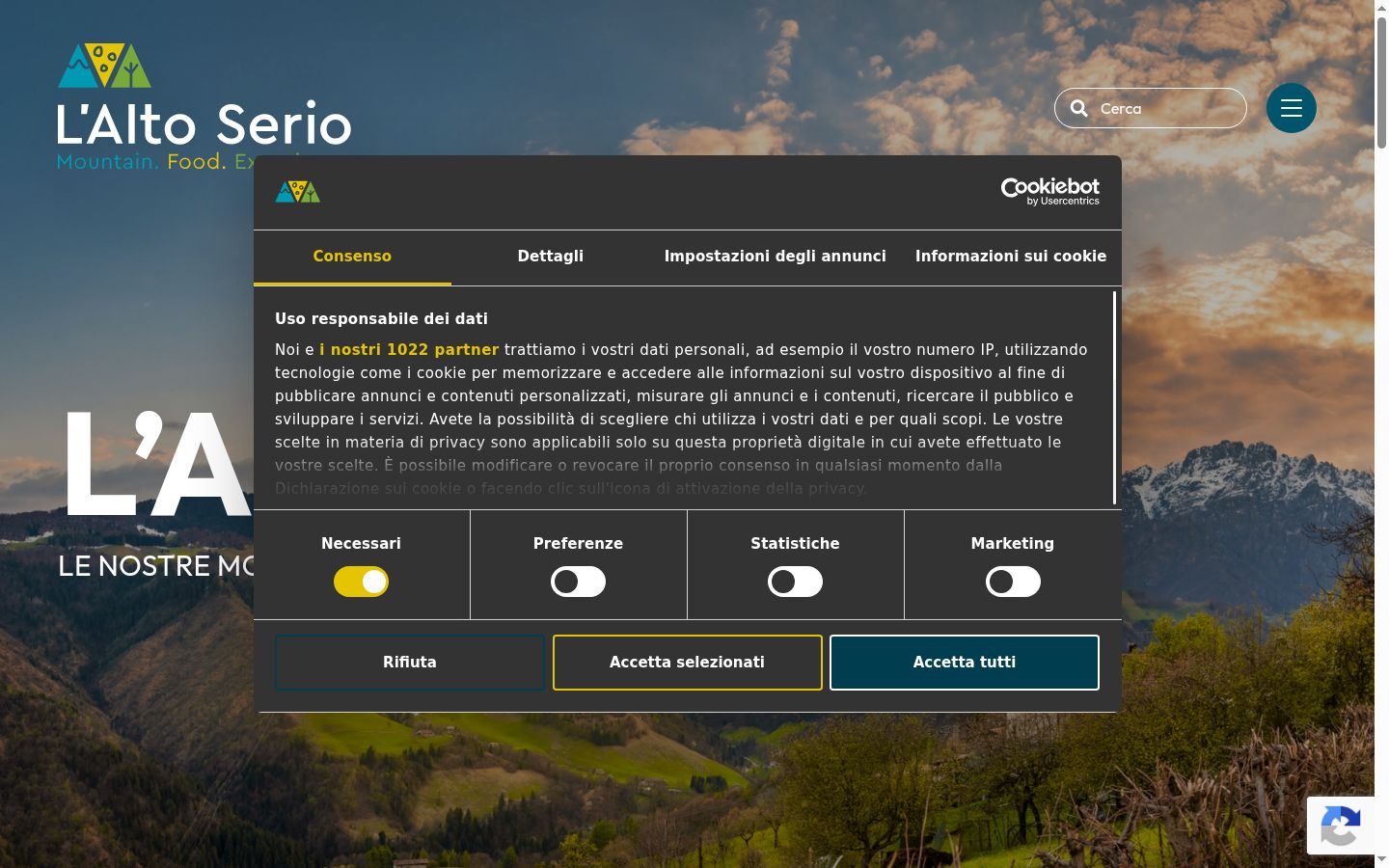 Screenshot of the consent banner shown before any interaction