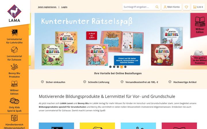 Screenshot of lama-verlag.de