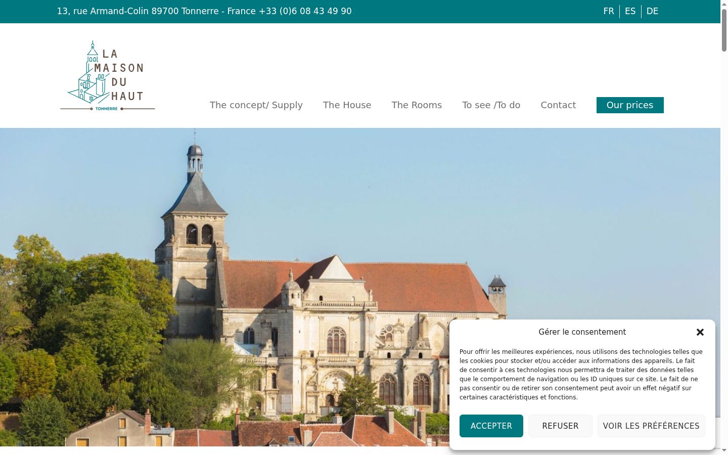 Screenshot del banner di consenso mostrato prima di qualsiasi interazione