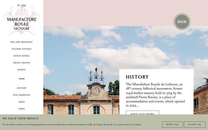Screenshot of lamanufactureroyaledelectoure.com
