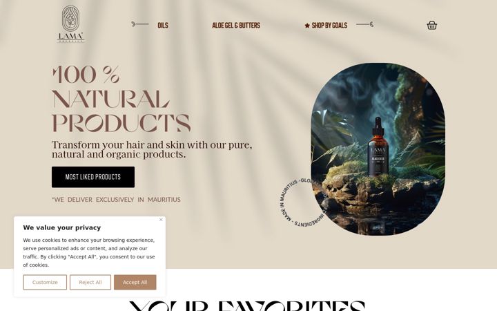 Screenshot of lamaorganics.com