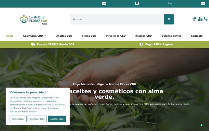 Screenshot of lamardeflorescbd.com