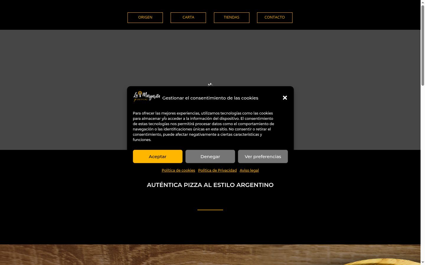 Screenshot del banner di consenso mostrato prima di qualsiasi interazione