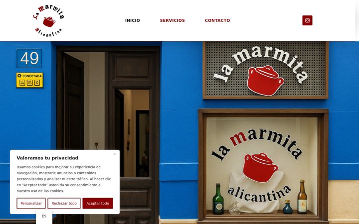 Screenshot of lamarmitaalicantina.com