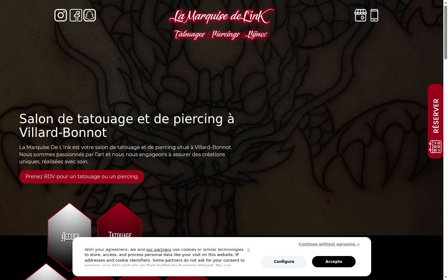 Screenshot del banner di consenso mostrato prima di qualsiasi interazione