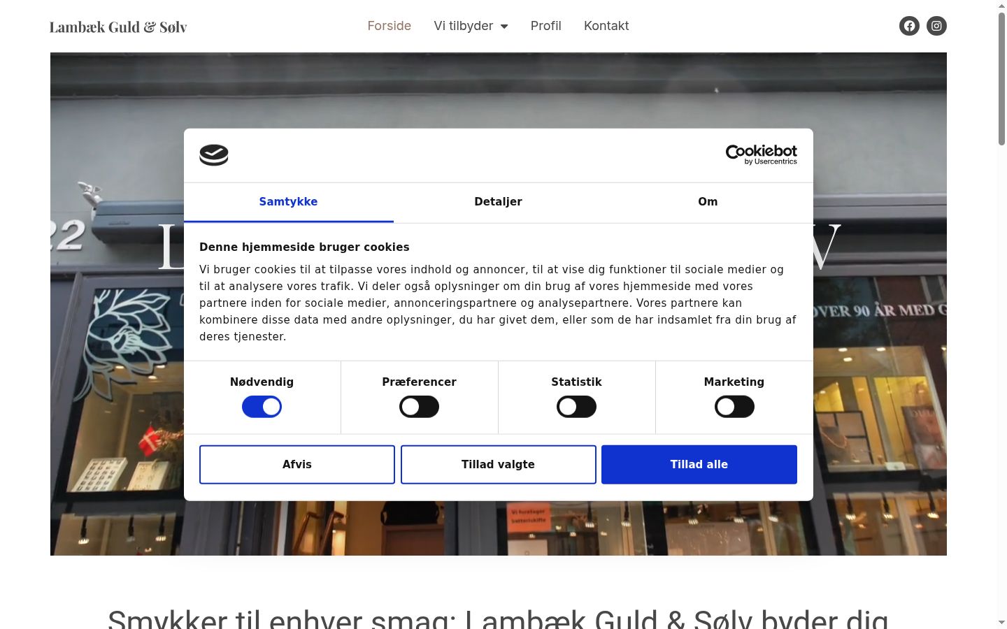 Screenshot del banner di consenso mostrato prima di qualsiasi interazione