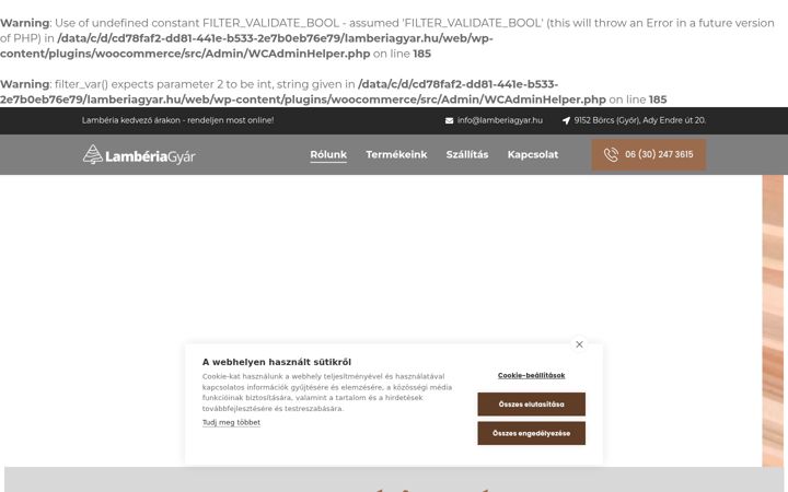 Screenshot of lamberiagyar.hu