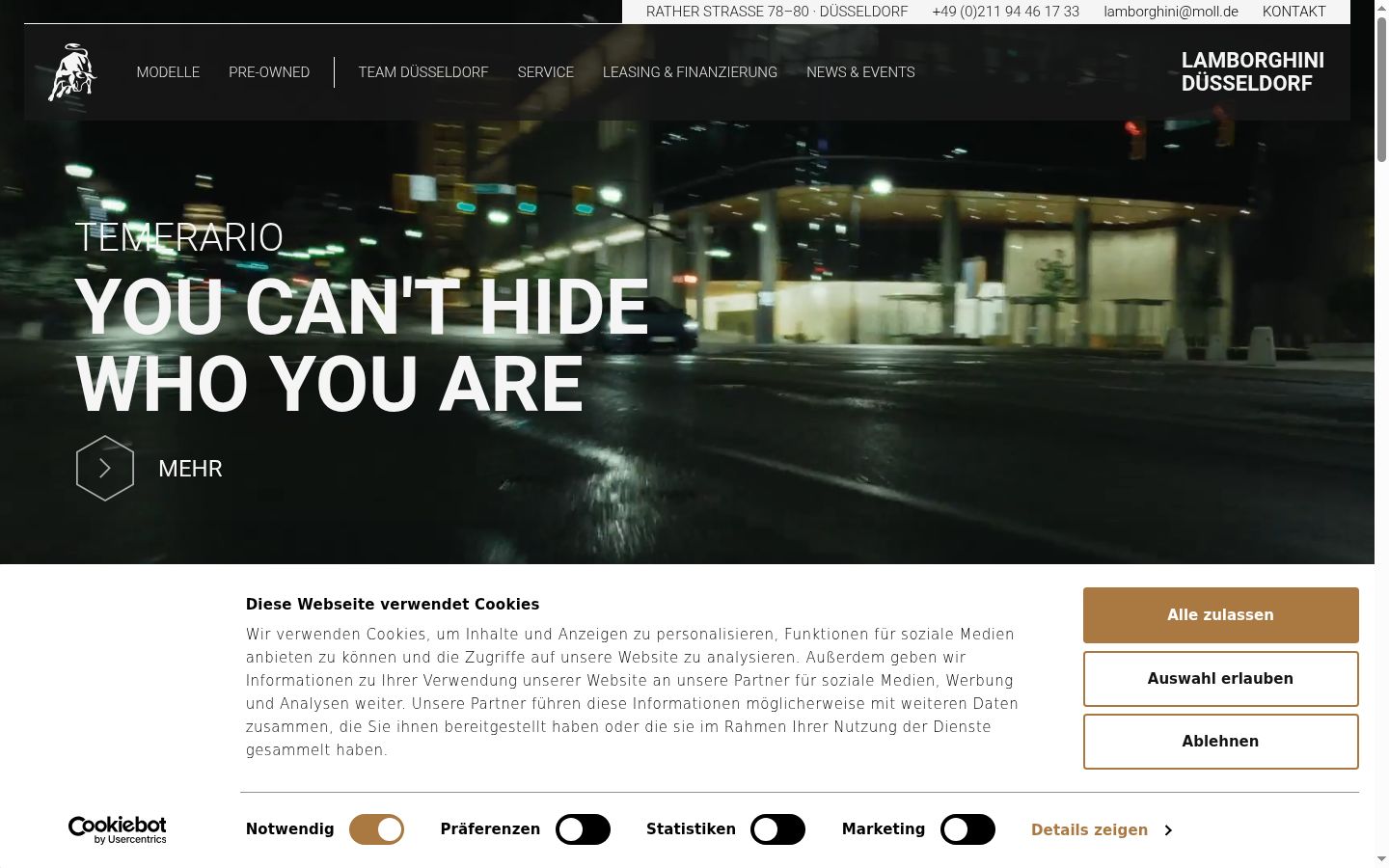 Screenshot del banner di consenso mostrato prima di qualsiasi interazione