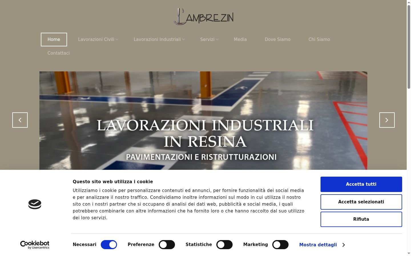 Screenshot del banner di consenso mostrato prima di qualsiasi interazione