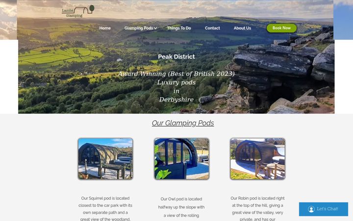 Screenshot of lambsglamping.co.uk