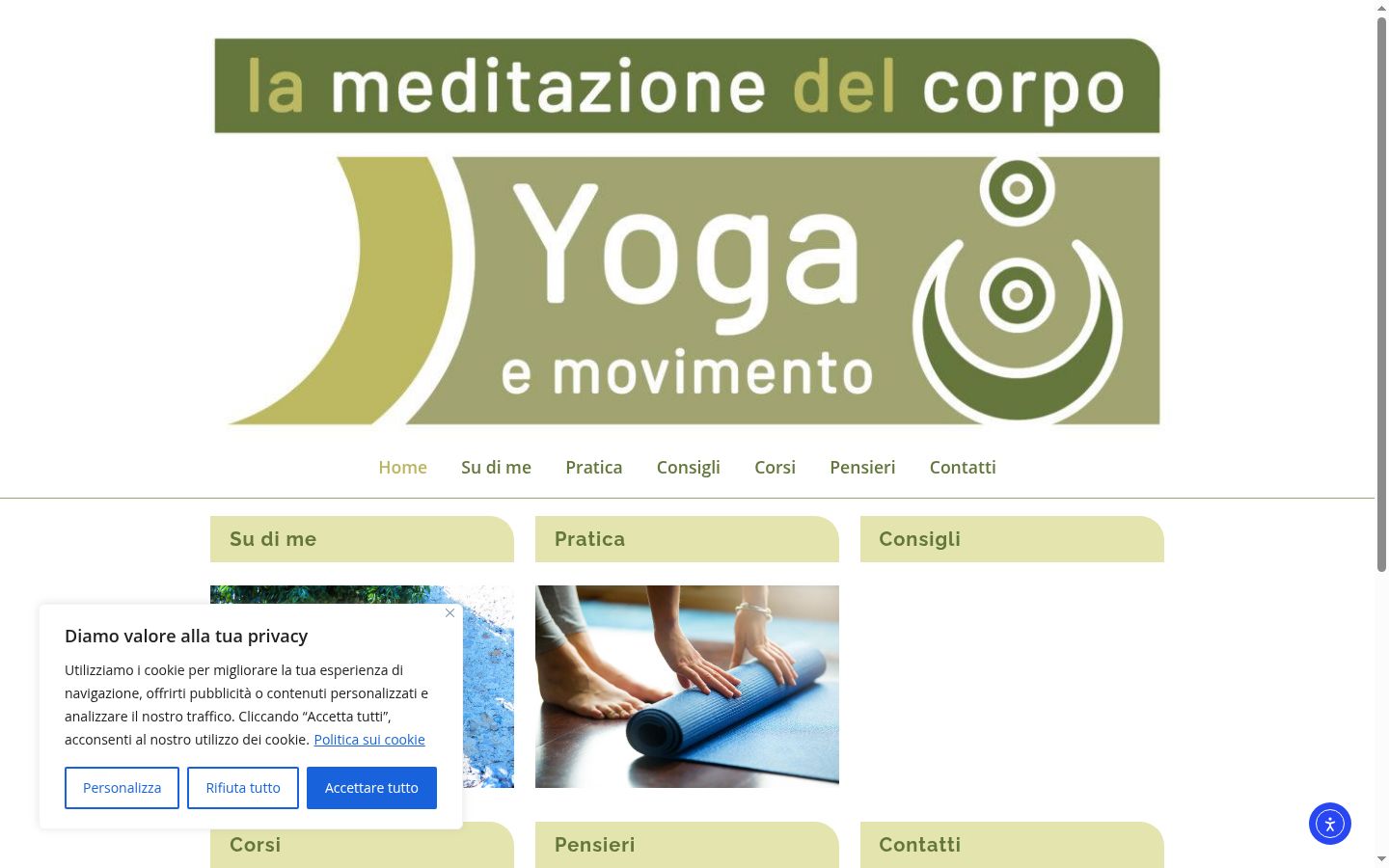 Screenshot del banner di consenso mostrato prima di qualsiasi interazione