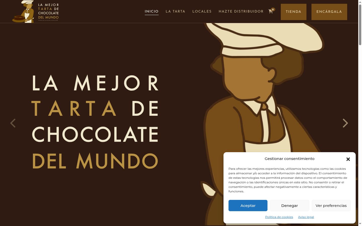 Captura de pantalla del banner de consentimiento mostrado antes de cualquier interacción