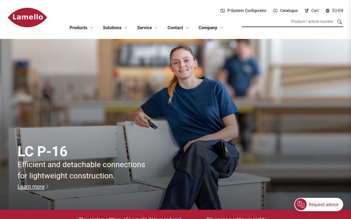 Screenshot of lamello.com