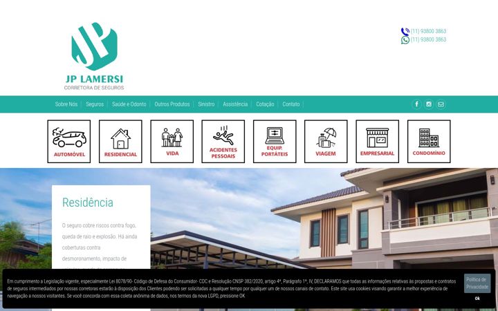 Screenshot of lamersicorretoradeseguros.com.br