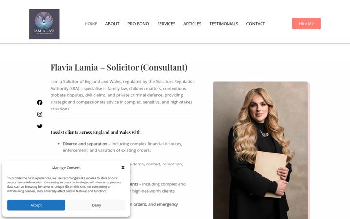 Screenshot of lamia-law.com