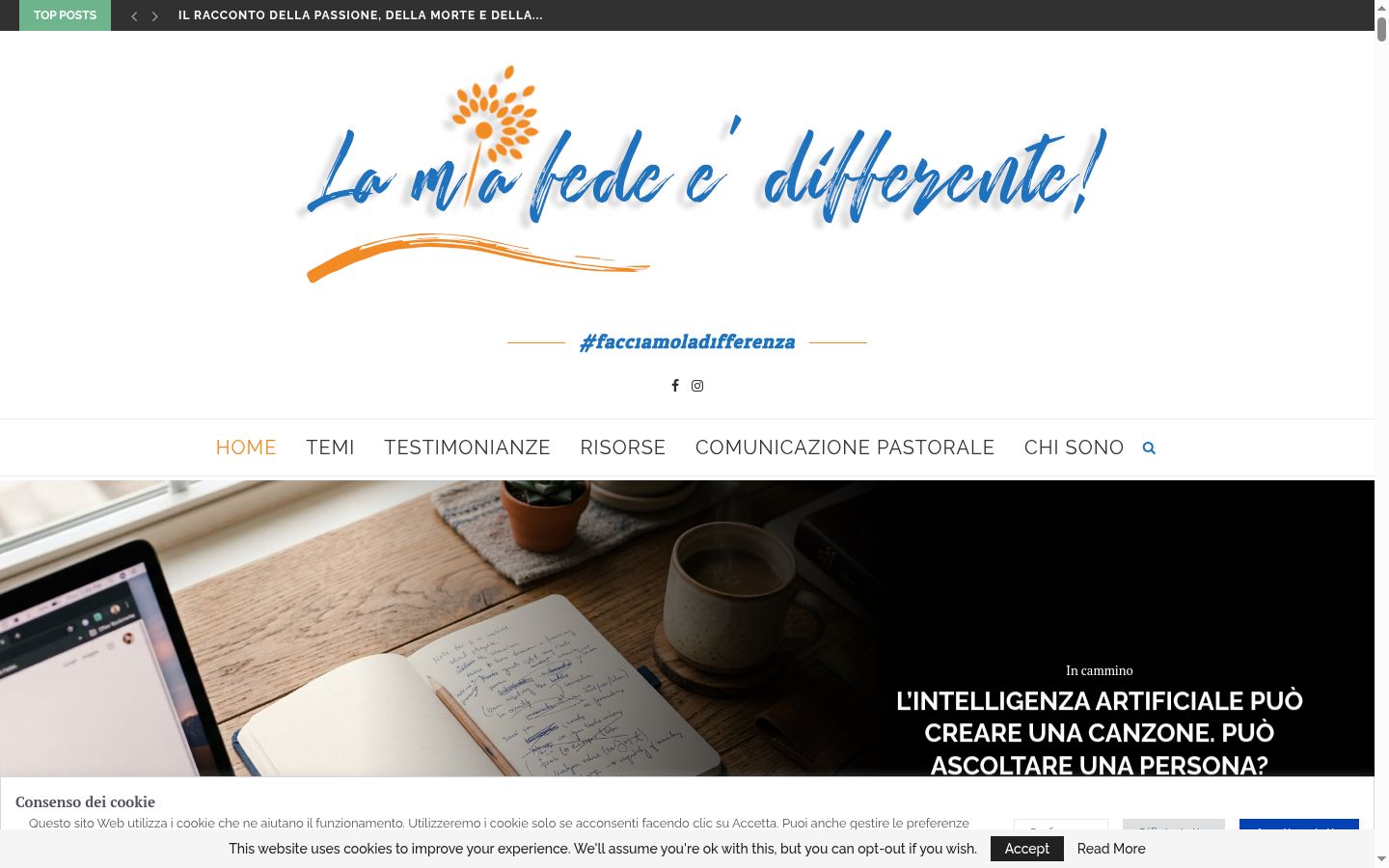 Screenshot del banner di consenso mostrato prima di qualsiasi interazione