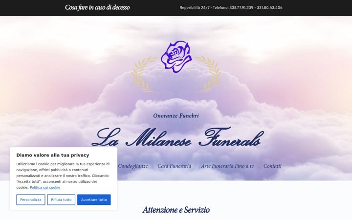 Screenshot of lamilanesefunerals.it