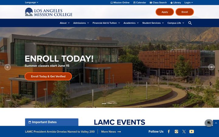 Screenshot of lamission.edu
