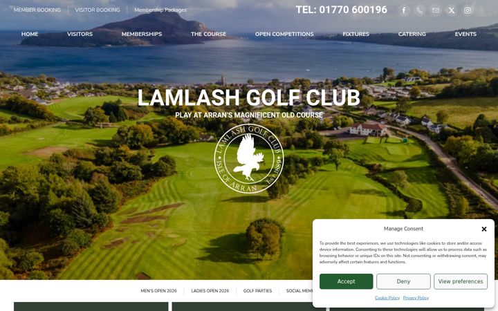 Screenshot of lamlashgolfclub.com