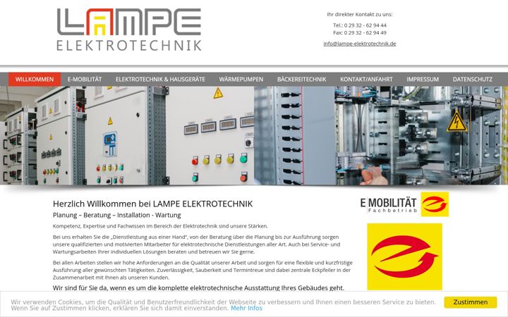 Screenshot of lampe-elektrotechnik.de