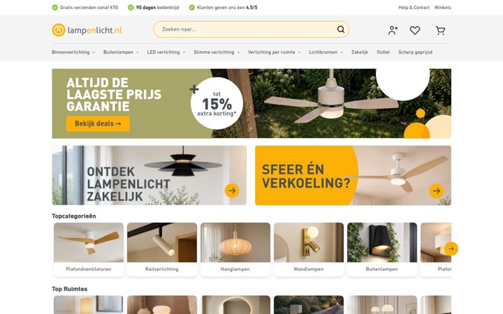 Screenshot of lampenlicht.nl