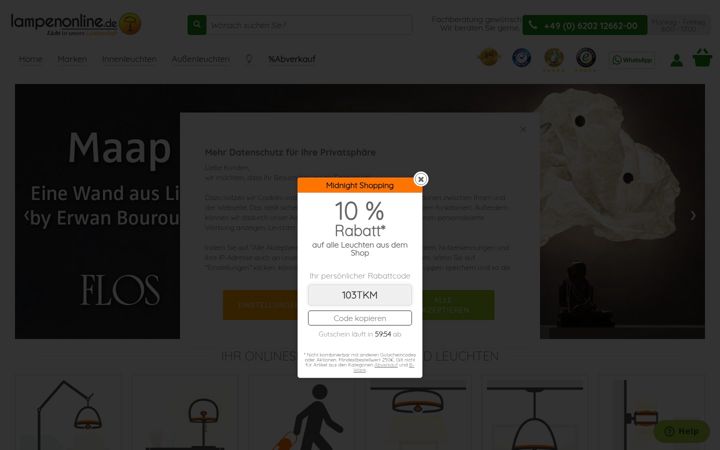 Screenshot of lampenonline.de