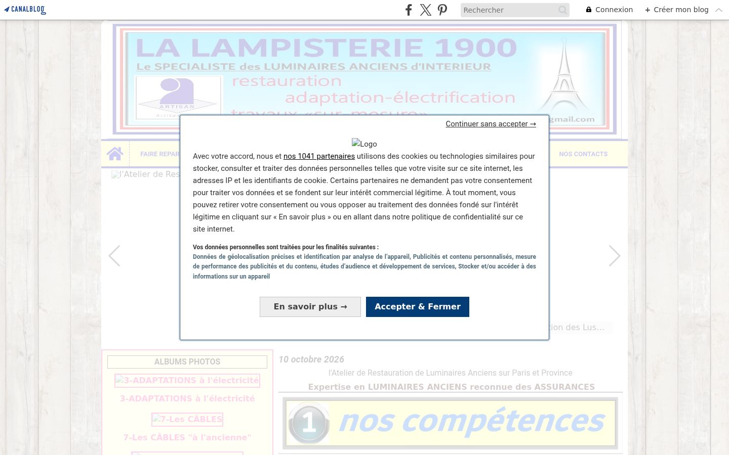 Capture d'écran de la bannière de consentement affichée avant toute interaction