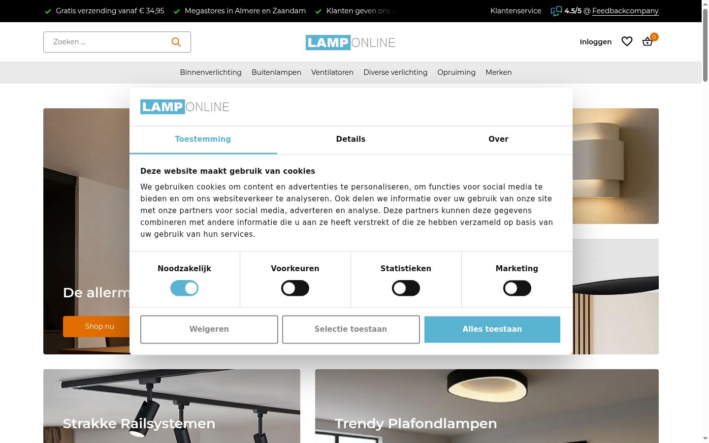 Screenshot des Einwilligungsbanners vor jeglicher Interaktion