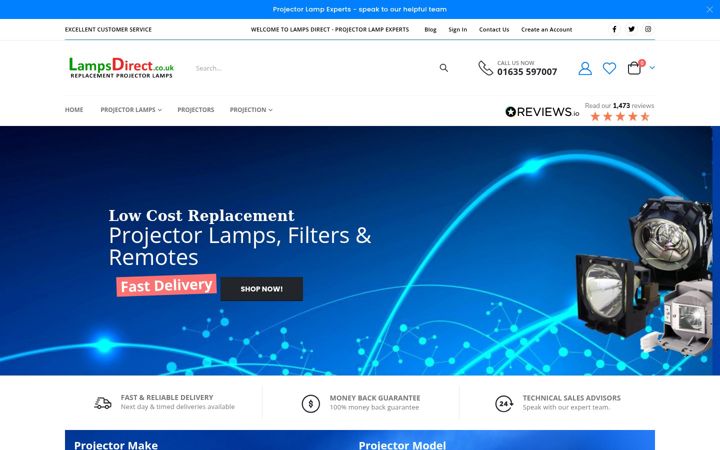 Screenshot of lampsdirect.co.uk