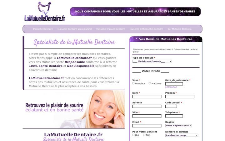 Screenshot of lamutuelledentaire.fr