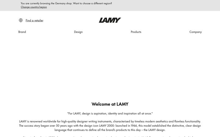 Screenshot of lamy.com
