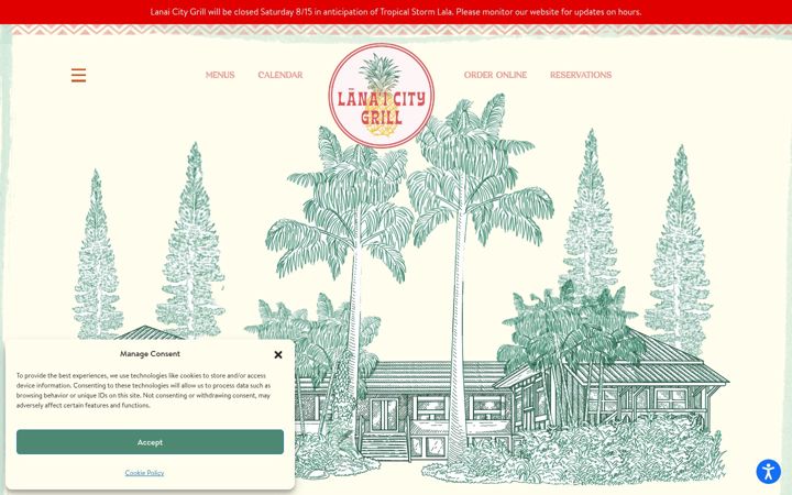 Screenshot of lanaicitybarandgrille.com