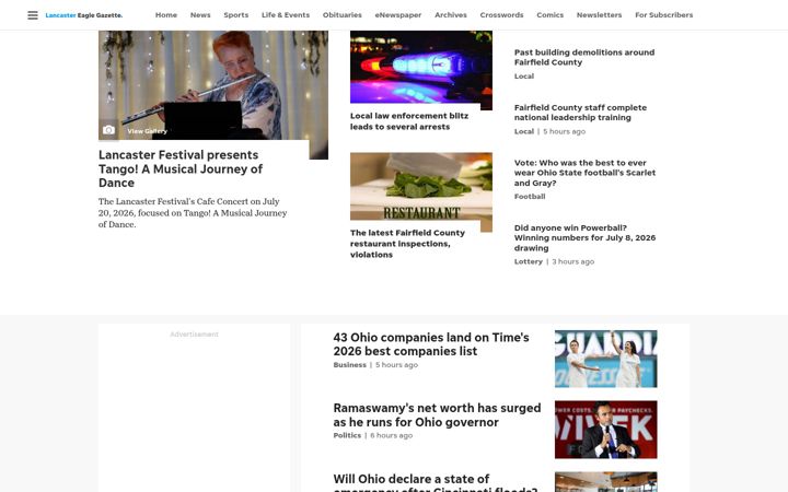 Captură de ecran a lancastereaglegazette.com