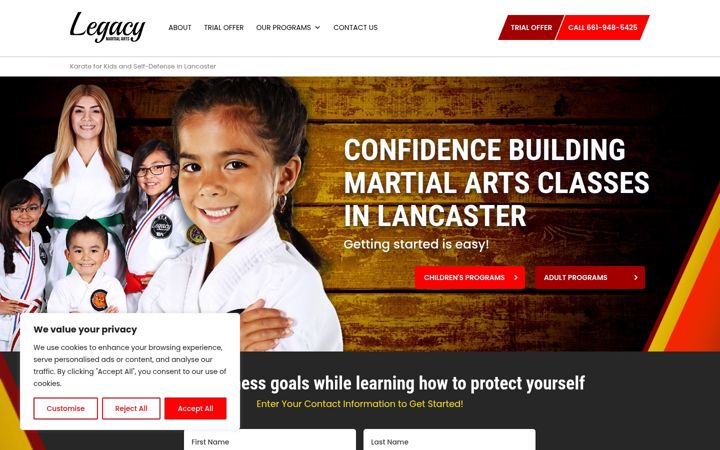 Screenshot of lancastertaekwondo.com